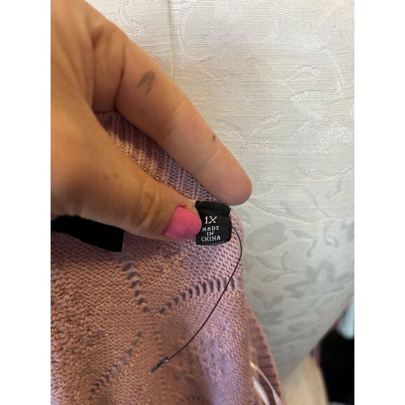 Cyrus Sweater Women's 1X Cocoon Pink Diamond Pattern Pullover Knit NWT Stretch - Picture 10 of 11